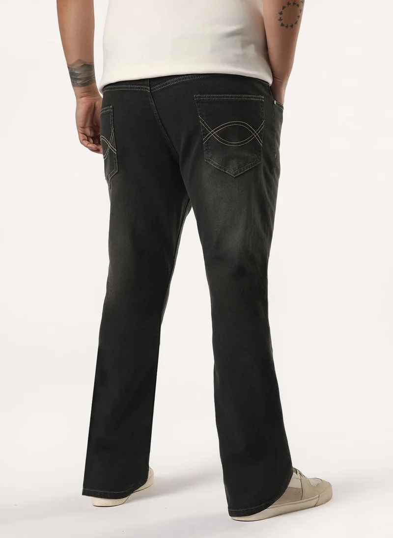 Urbano Fashion  Urbano Plus Men's Dark Grey Bootcut Fit Mid Rise Heavy Washed Jeans Stretchable for Men | Best Price UAE